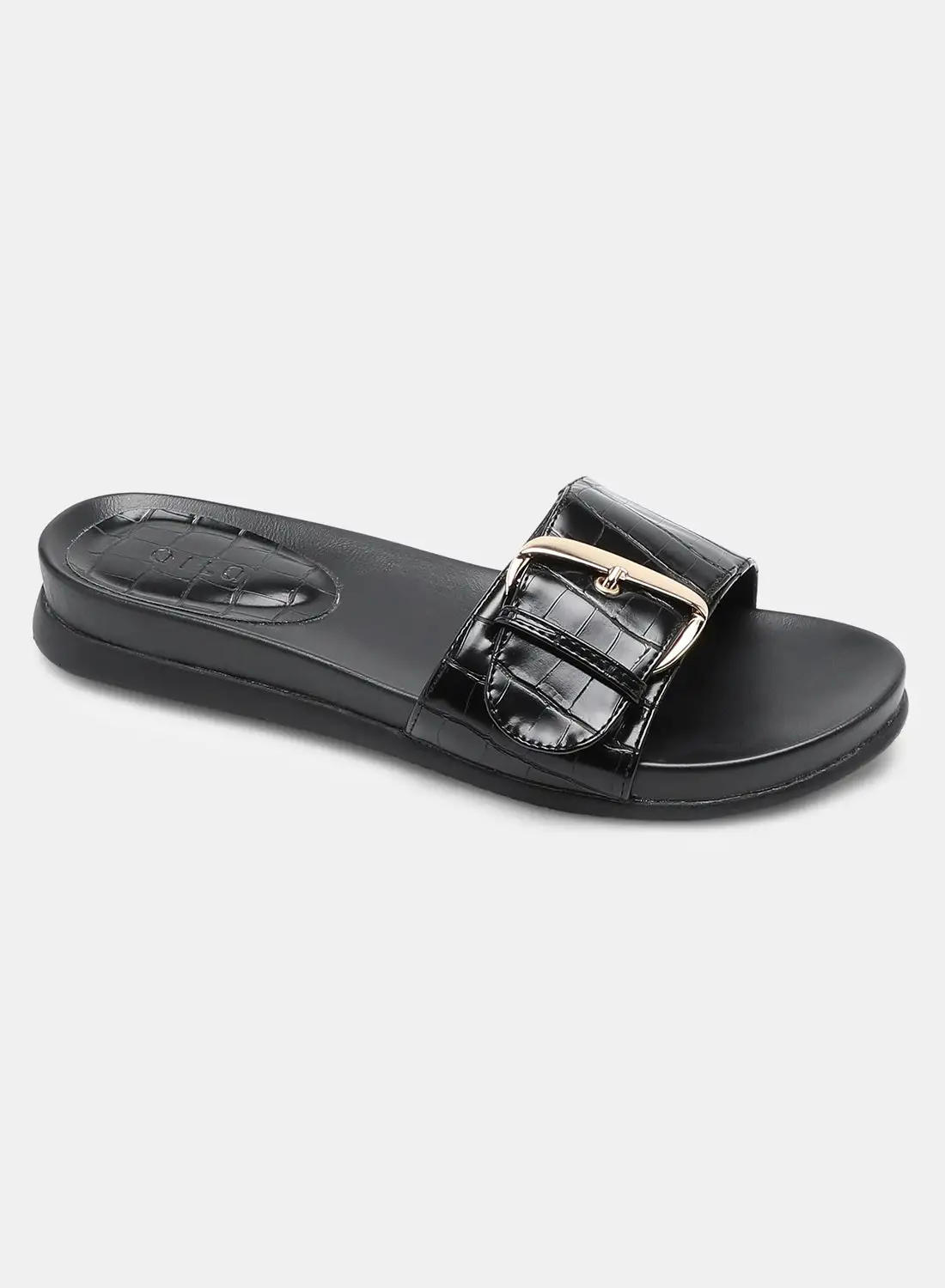 Aila Slip-On Flat Sandals Black