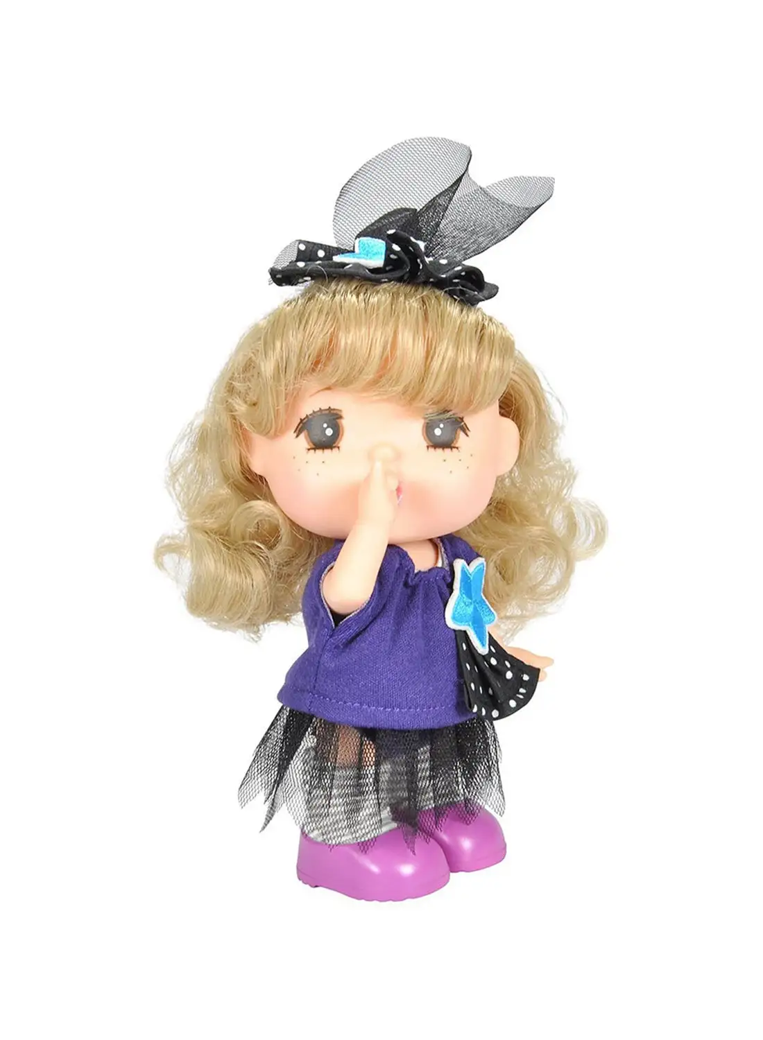 Lotus Mademoiselle Gege Vinyl-Bodied Mini Blonde Girl Fashion Doll - Purple 8.89 x 6.35 x 15.24cm