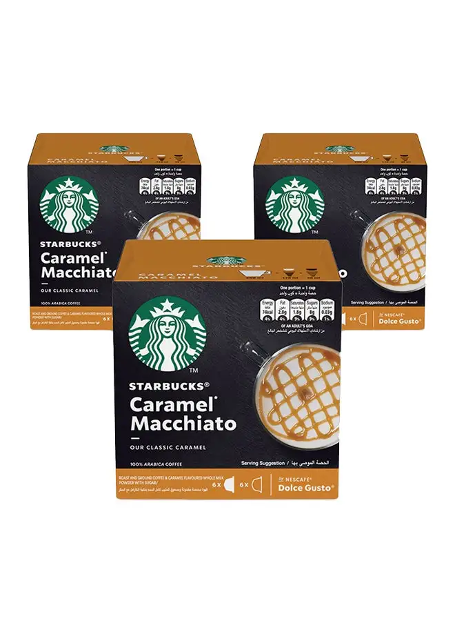 Starbucks Nescafe Dolce Gusto Coffee Pods Caramel Macchiato 127.8grams Pack of 3