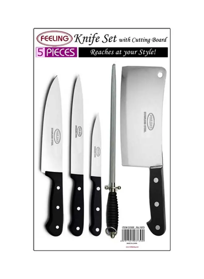 Feelings 5 Piece Knife set With Cutting Board Black 21X4X34cm