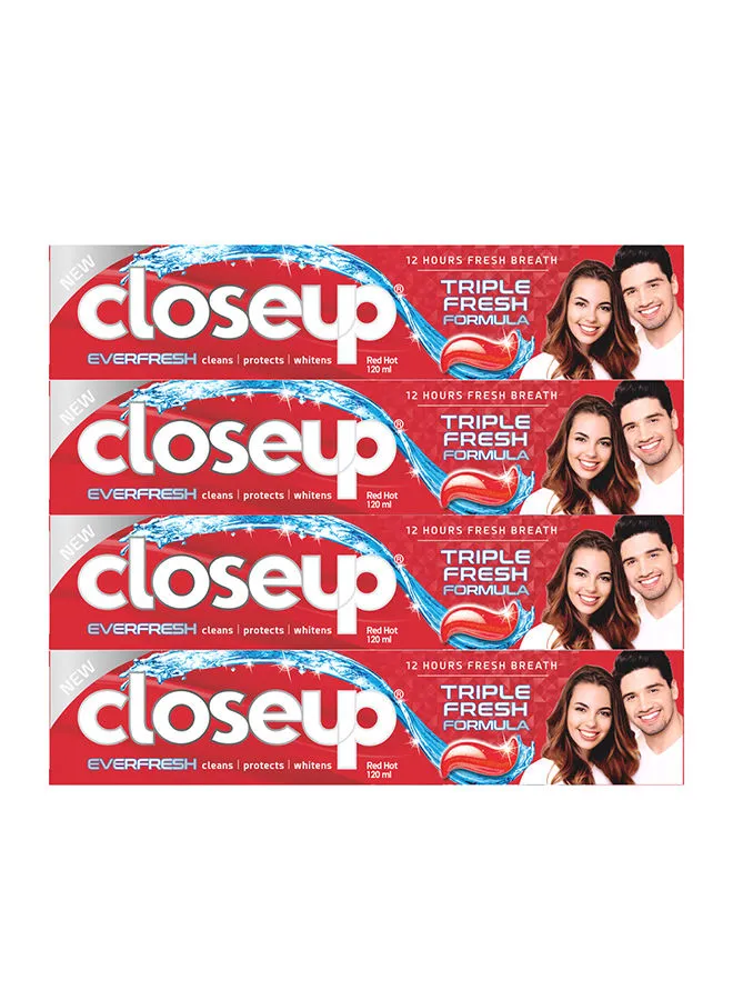 Closeup Red Hot Gel Toothpaste 120ml Pack of 4