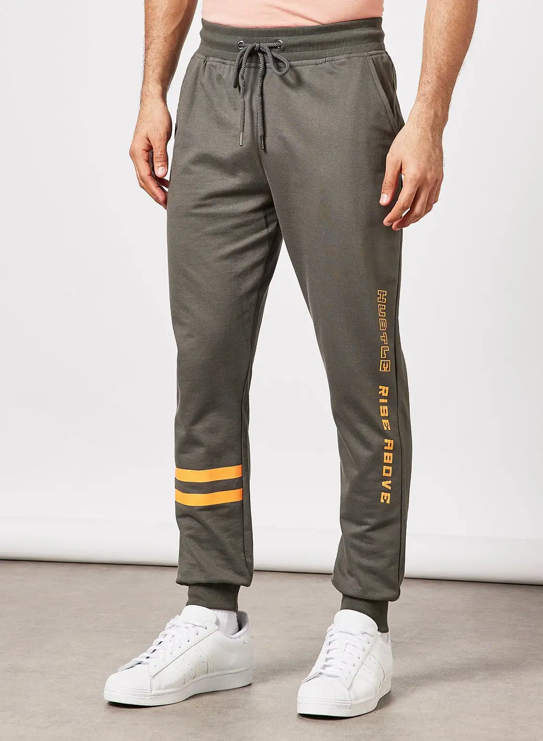 ABOF Regular Fit Joggers Dark Grey/Yellow