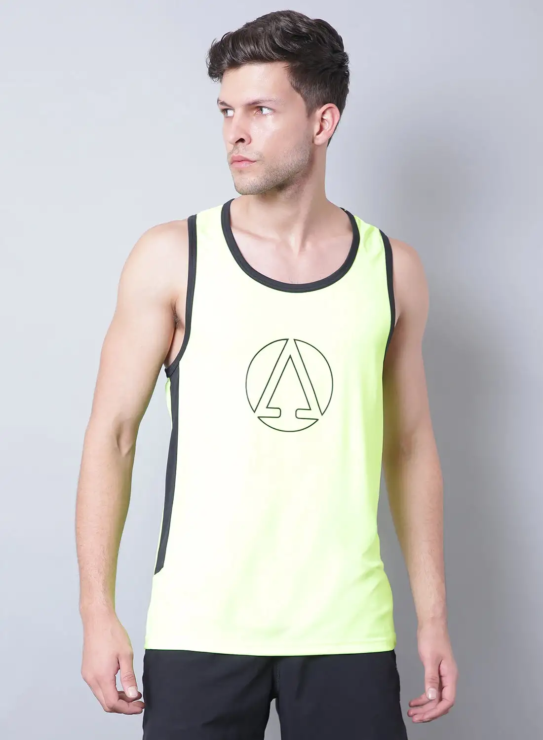 Athletiq Logo Sports Running Vest Neon Green