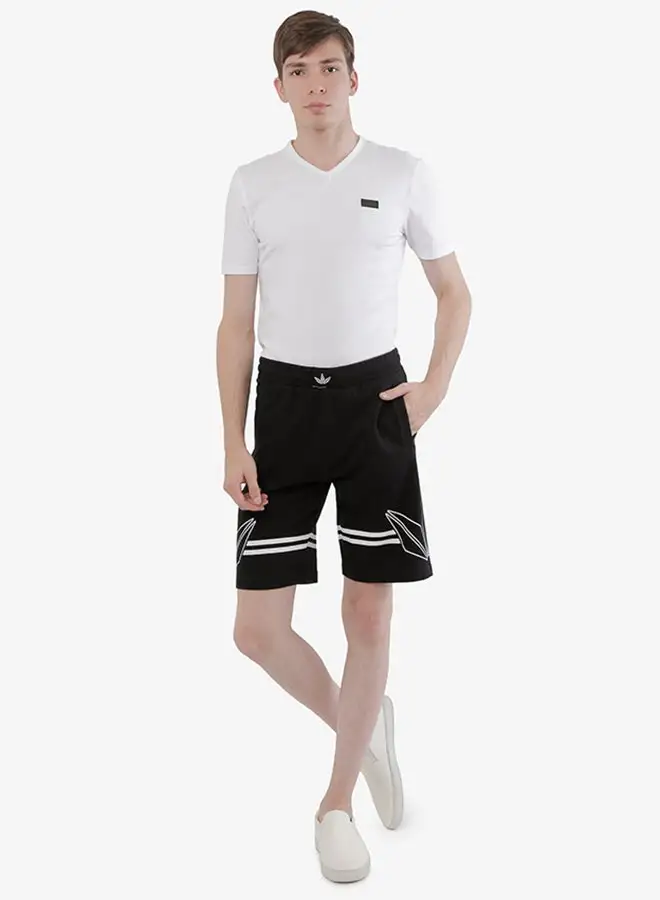 R&B Slim Fit Printed Mid-Rise Shorts With Pocket Detail Black