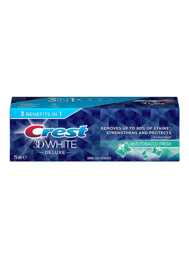 Crest 3D White Deluxe Anti-Tobacco Fresh Toothpaste 75ml 