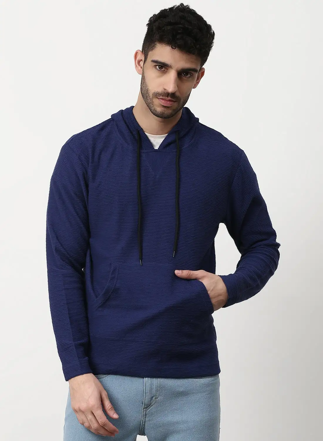 Campus Sutra Stylish Comfortable Hoodie Indigo Blue