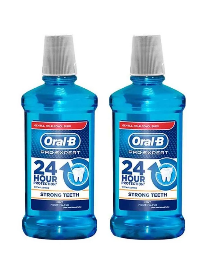 Oral B Pro-Expert Strong Teeth Mouth Wash With Mint Flavor Pack of 2 Blue 500ml