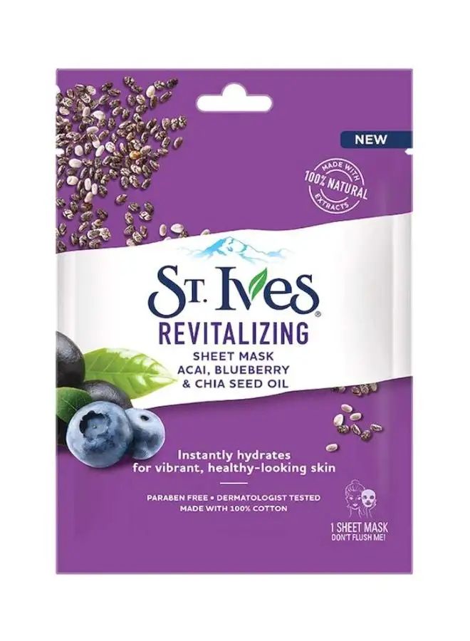 شارع. قناع Ives Revitalising Acai Blueberry و Chia Seed Oil Sheet Mask