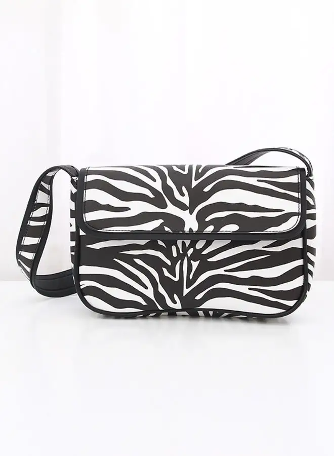 XIMI VOGUE Zebra Print Shoulder Bag For Women Black/White