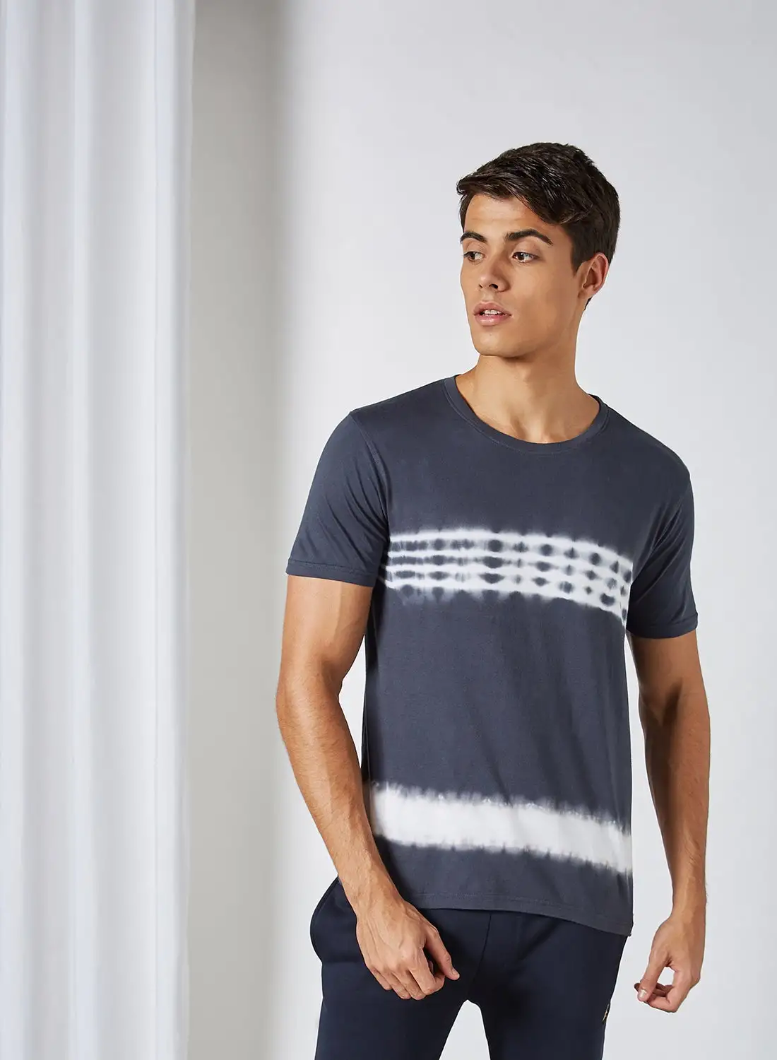 Campus Sutra Tie-Dye T-Shirt Navy Blue & White Dyed