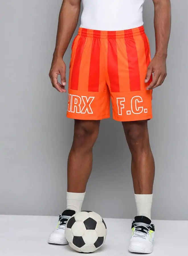 HRX by Hrithik Roshan Mid-Rise Football Shorts Orange