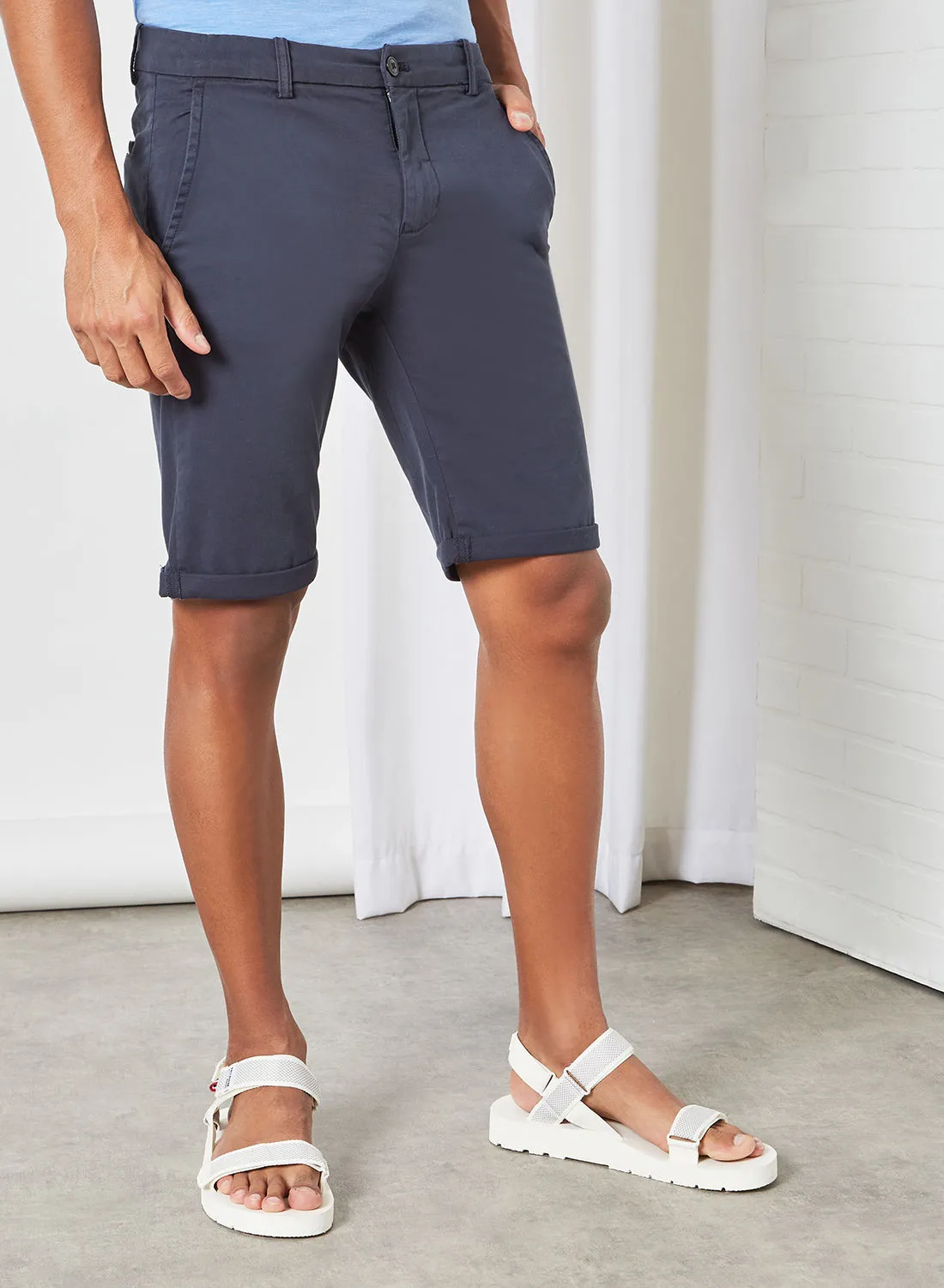 LINDBERGH Roll Up Hem Chino Shorts Blue