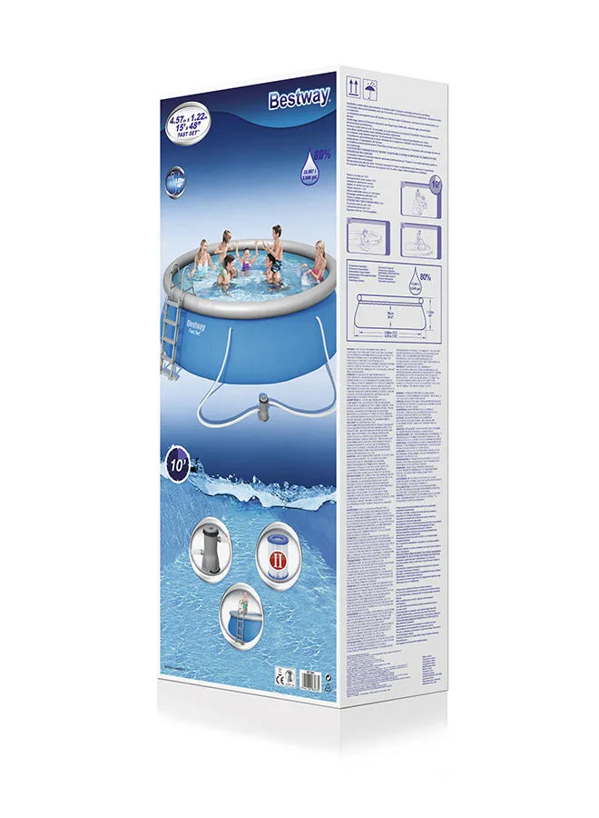 Bestway Fast Set Inflatable Pool Set Round Fast Set Pools Blue 38.26kg