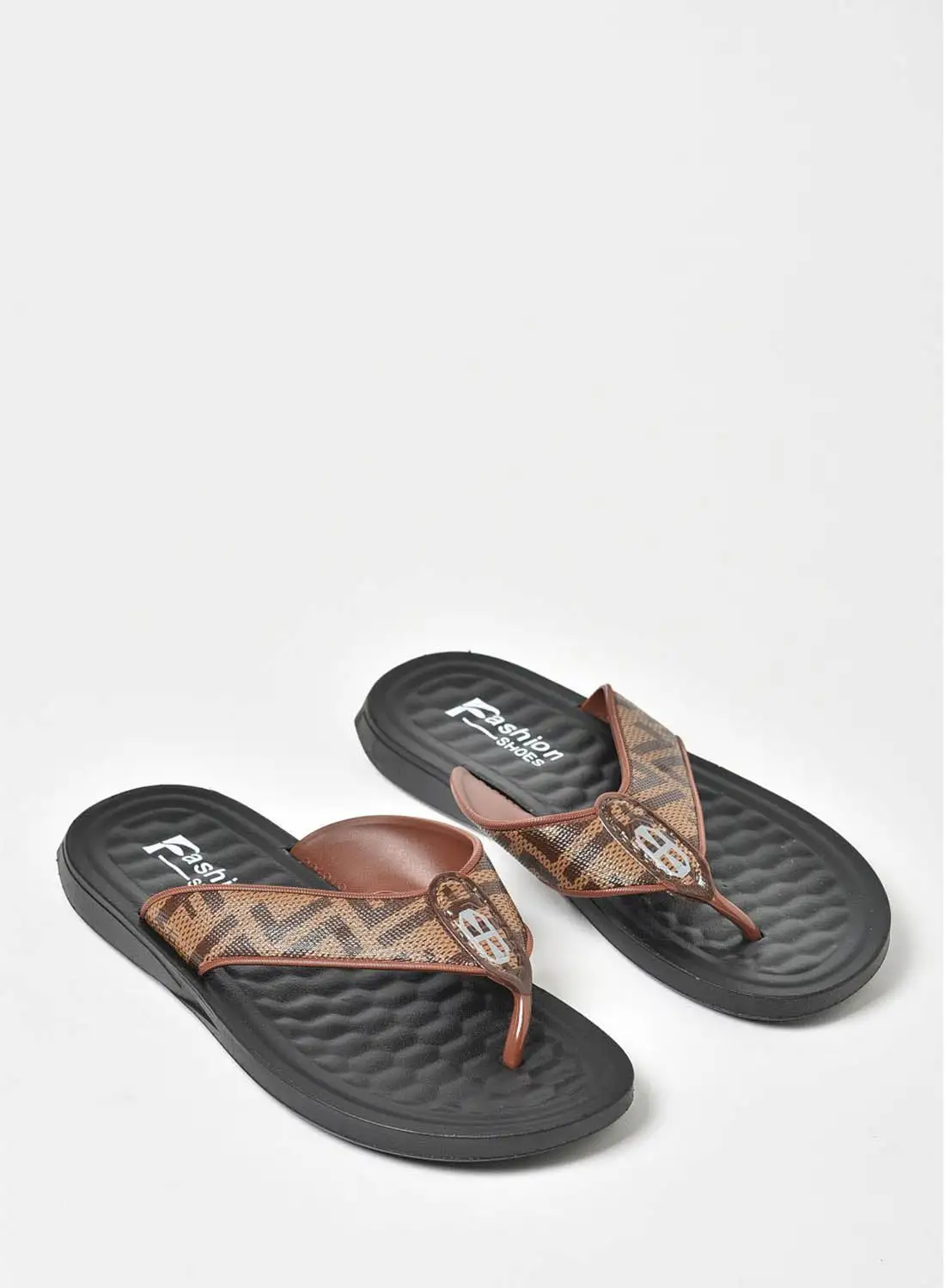 QUWA Regular Slip-On Flip Flops Brown/Black