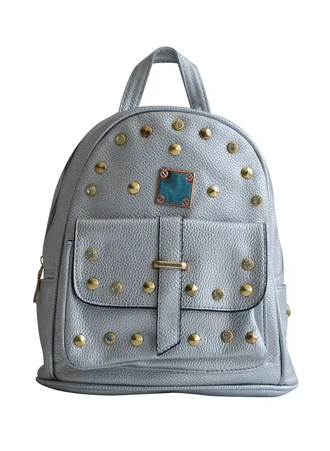 Generic Split Leather Backpack Silver