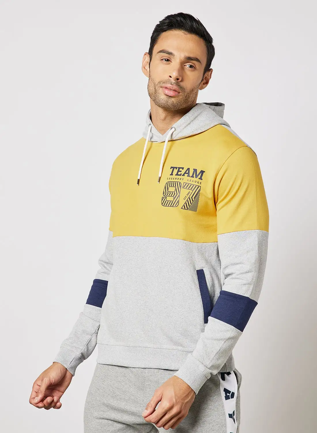 ABOF Regular Fit Sweatshirt Mustard,Grey