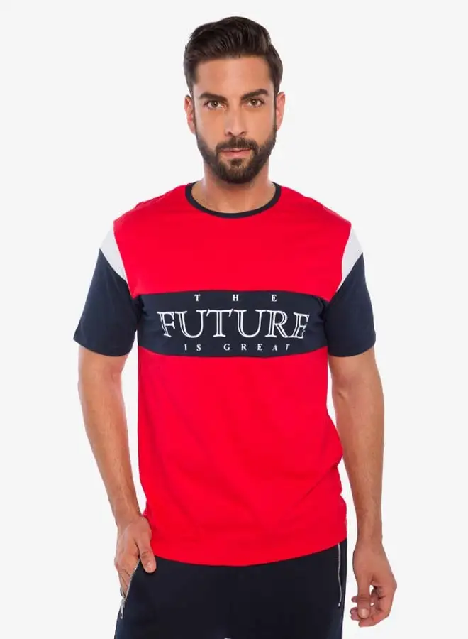 R&B Colourblock Short Sleeves T-Shirt Red