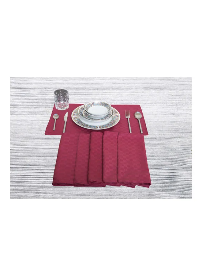 Princess 6-Piece Dobby Jacquard Table Cloth Placemat Maroon 30x50cm