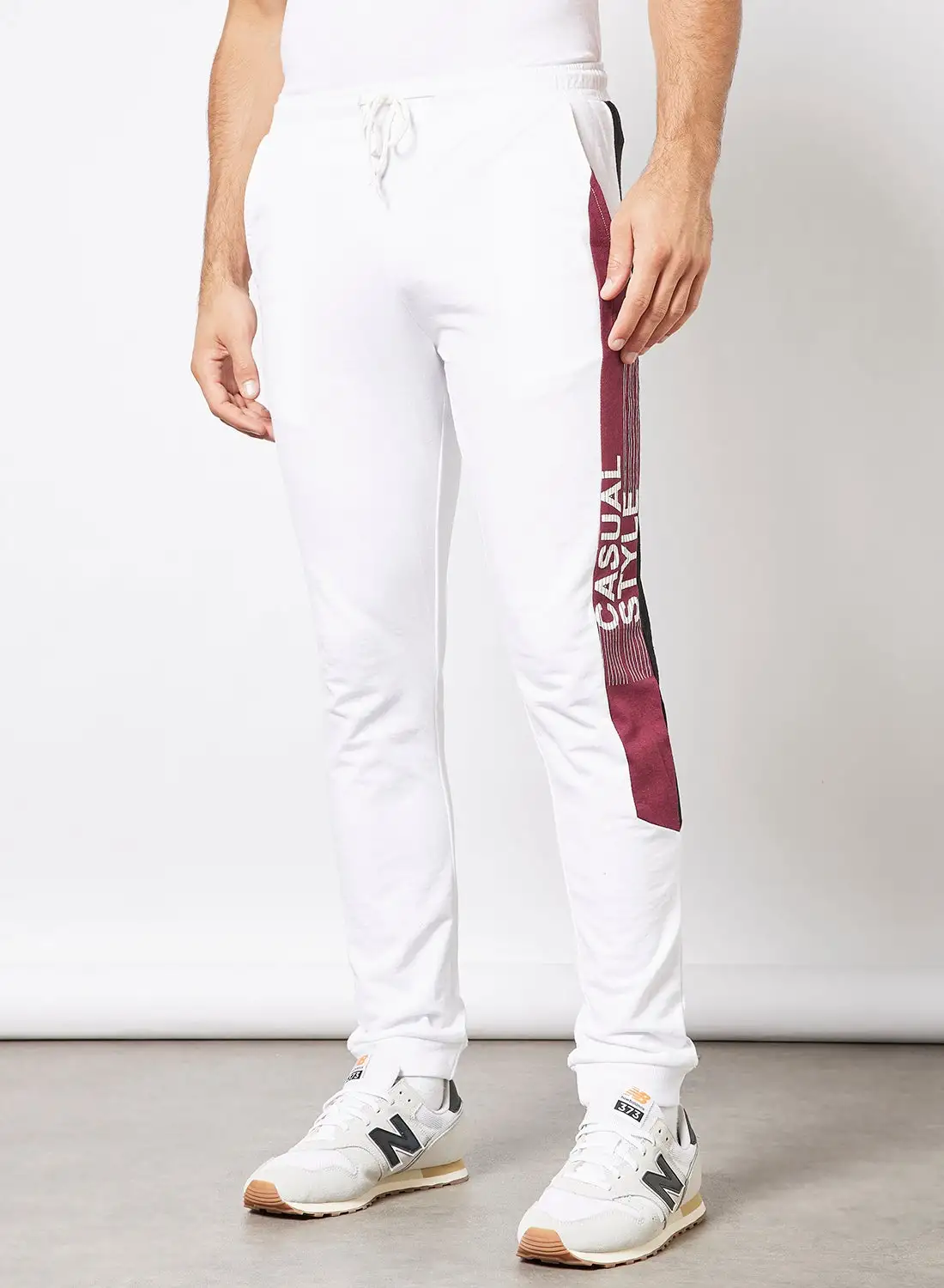 QUWA Mid-Rise Casual Joggers White