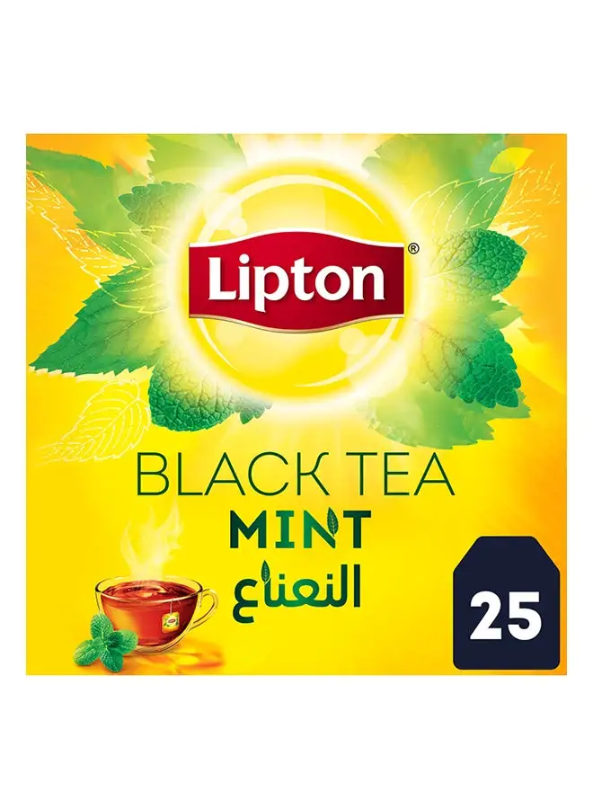 Lipton Flavoured Black Tea Mint, 25 Teabags