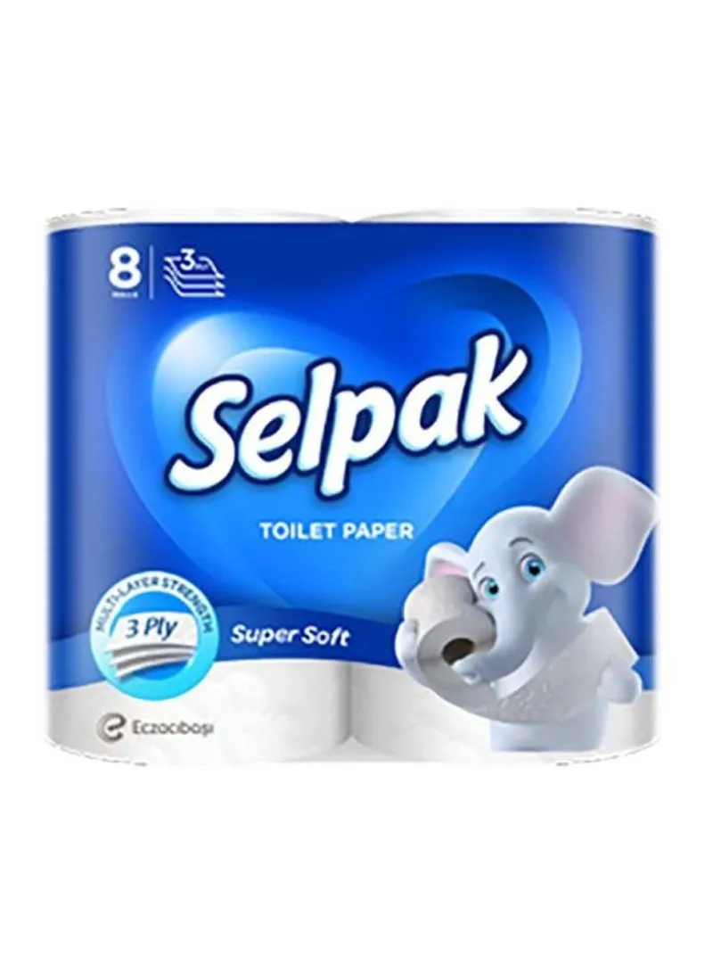 Selpak Super Soft Embossed Toilet Paper 140 Sheets x 3Ply, 17 GSM, Pack of 8 Rolls