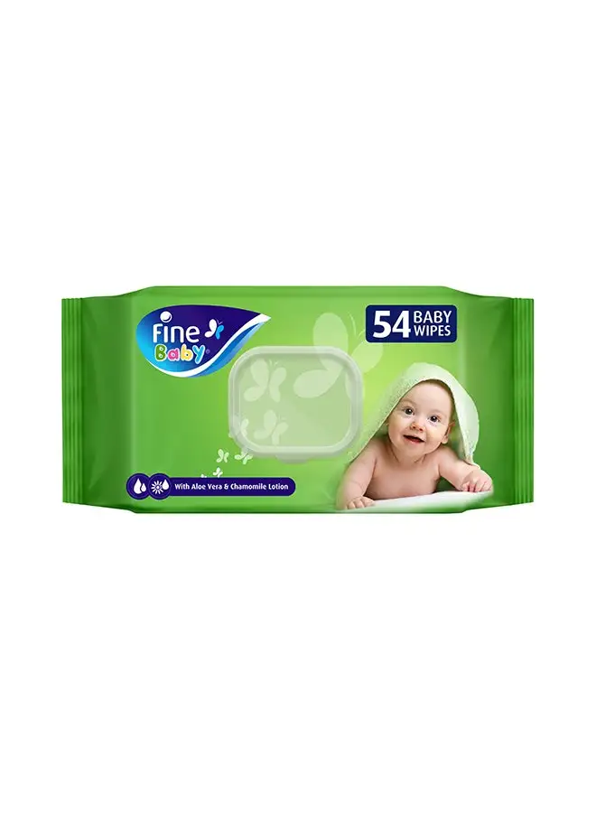 Fine Baby Wet Wipes 54 Sheets X 1 Ply - Wipes With Aleo Vera & Chamomile Lotion