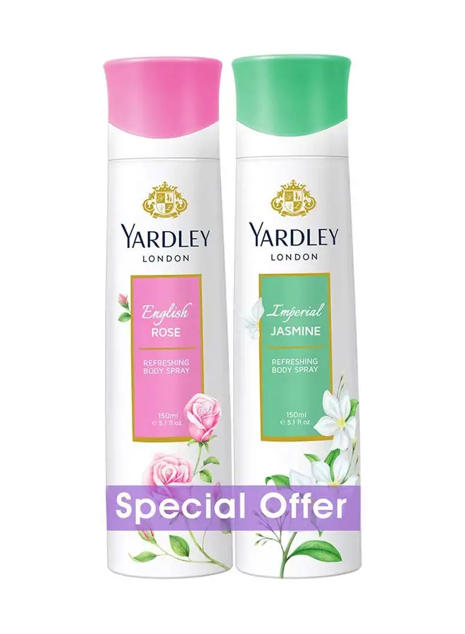 Yardley Pack Of 2 Body Spray Rose With Jasmine 150ml