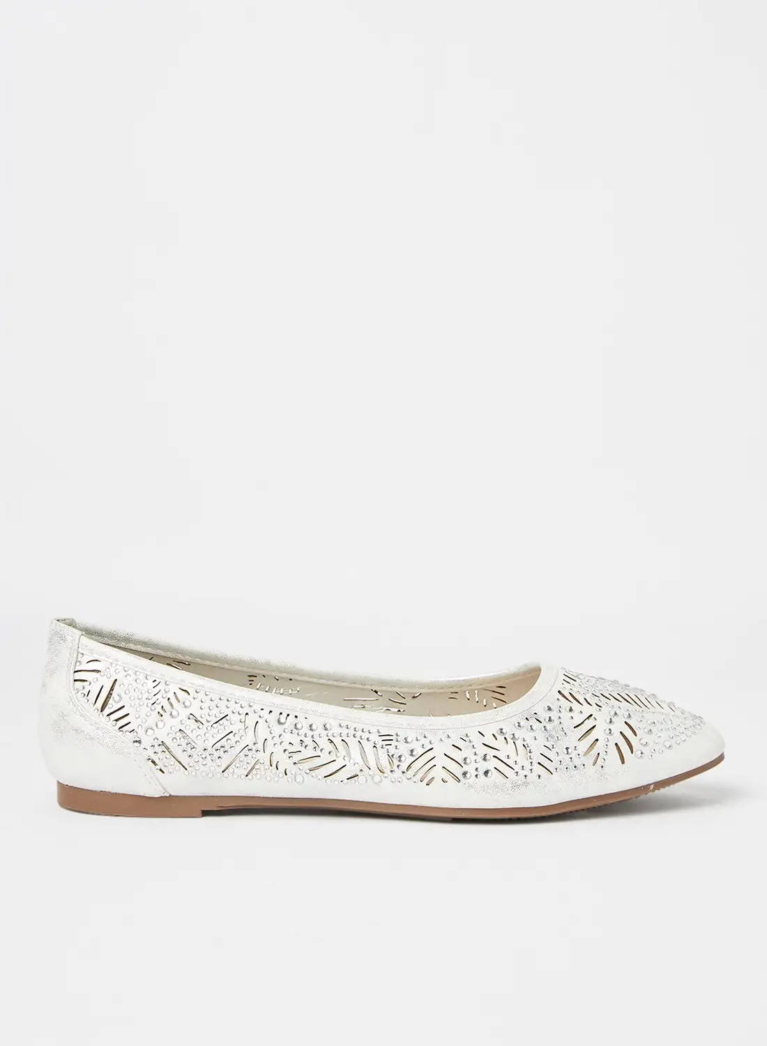 Cobblerz Embellished Stylish Ballerina Silver