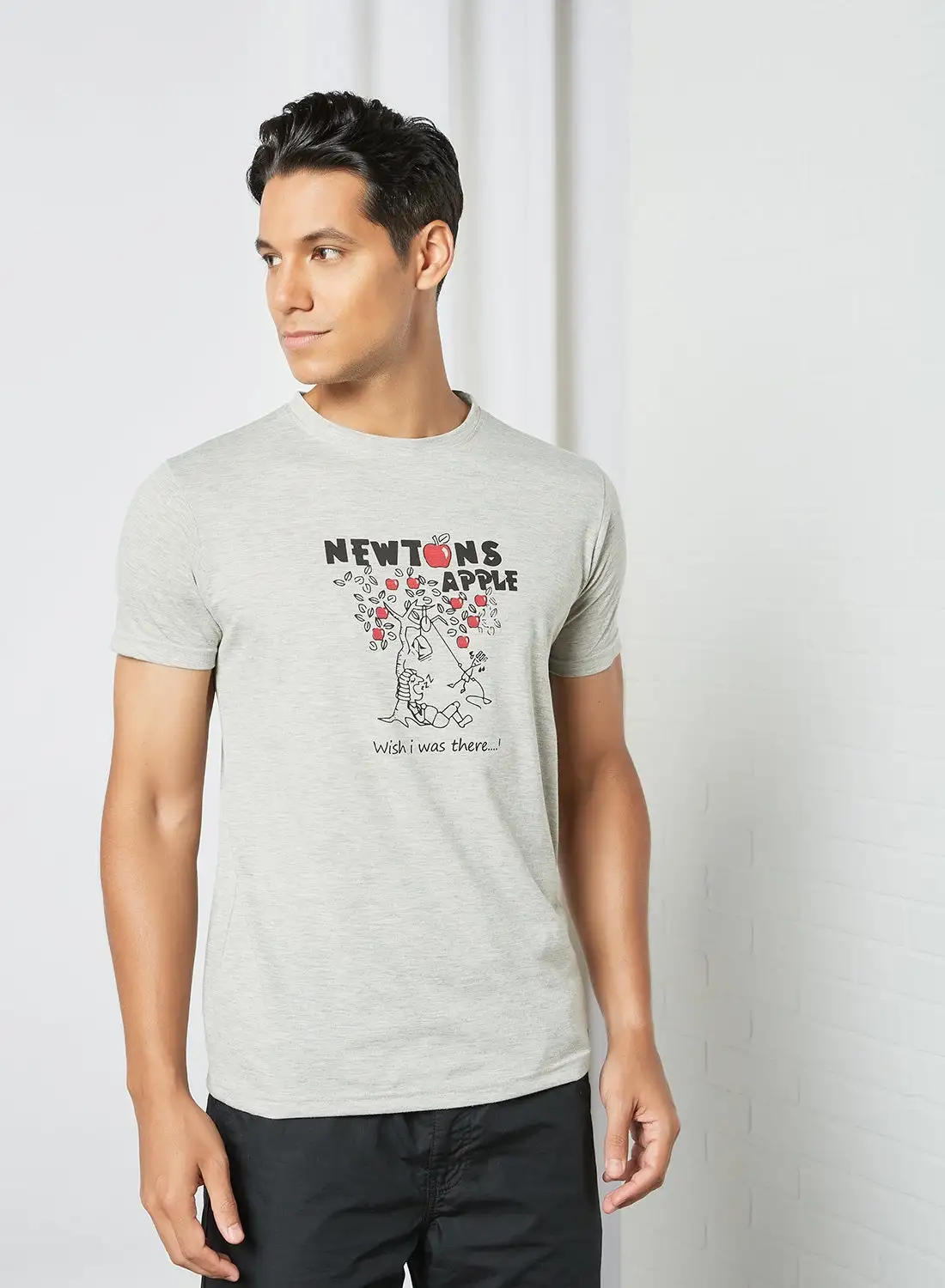 Campus Sutra Casual Printed T-Shirt Grey