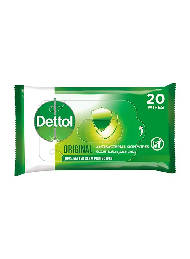 Dettol Original Antibacterial Skin Wipes, Pack Of 20