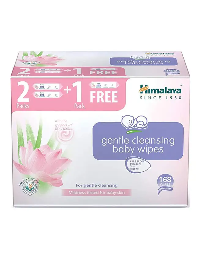 Himalaya Baby Wipes, Gentle Cleansing 2 Packs+1 Pack Free