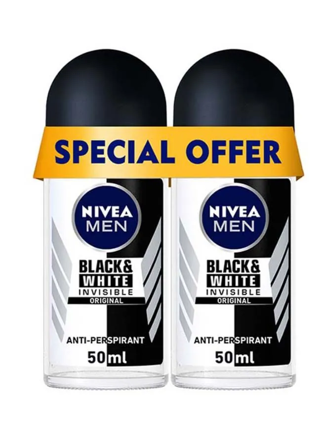 Nivea Pack Of 2 Black And White Invisible Original Antiperspirant Roll On 50ml