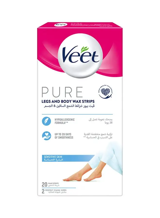 Veet Pure Legs And Body Wax Strips 20 Strips