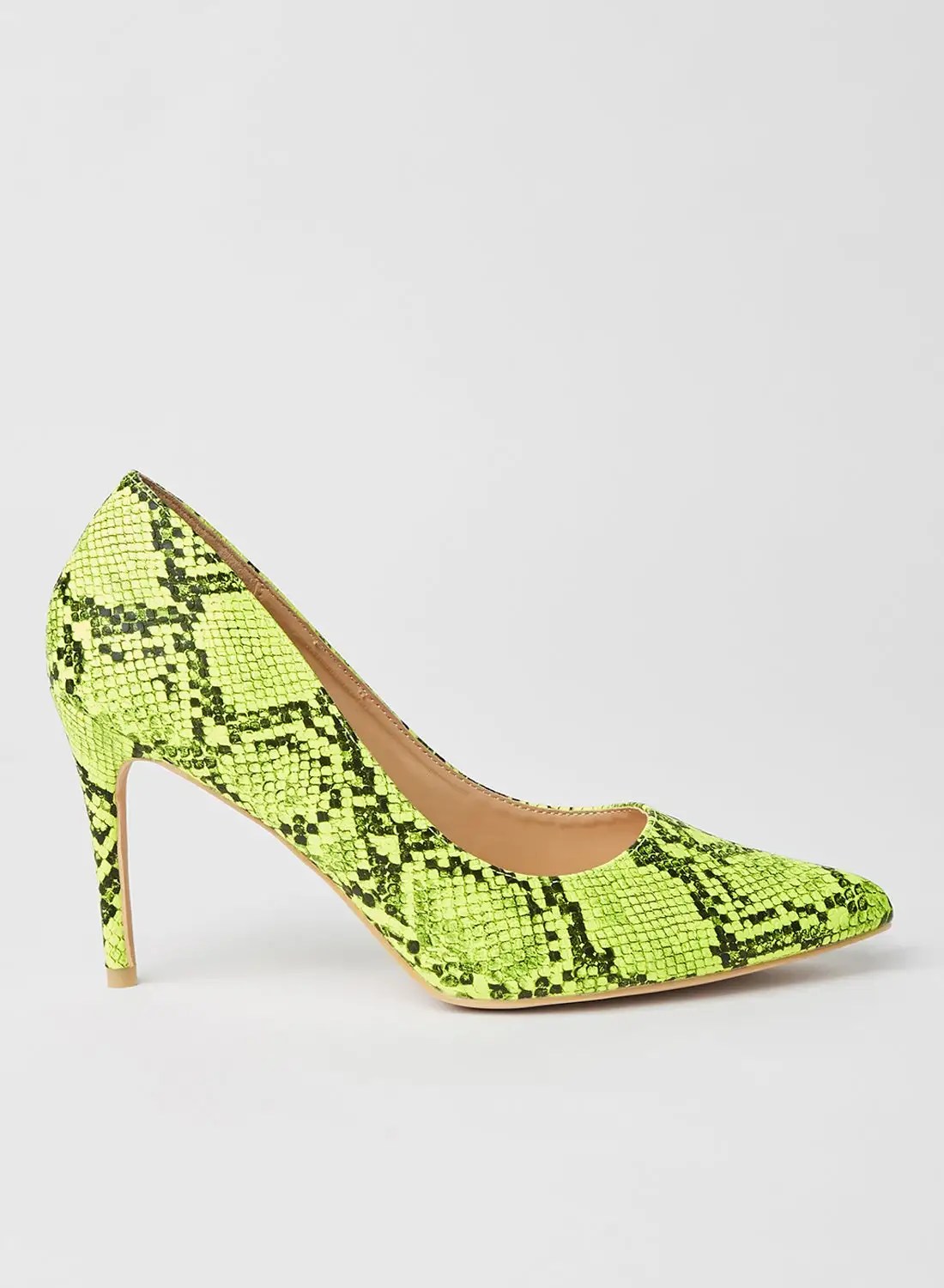 Deezee Snakeskin Print Dress Sandals Yellow