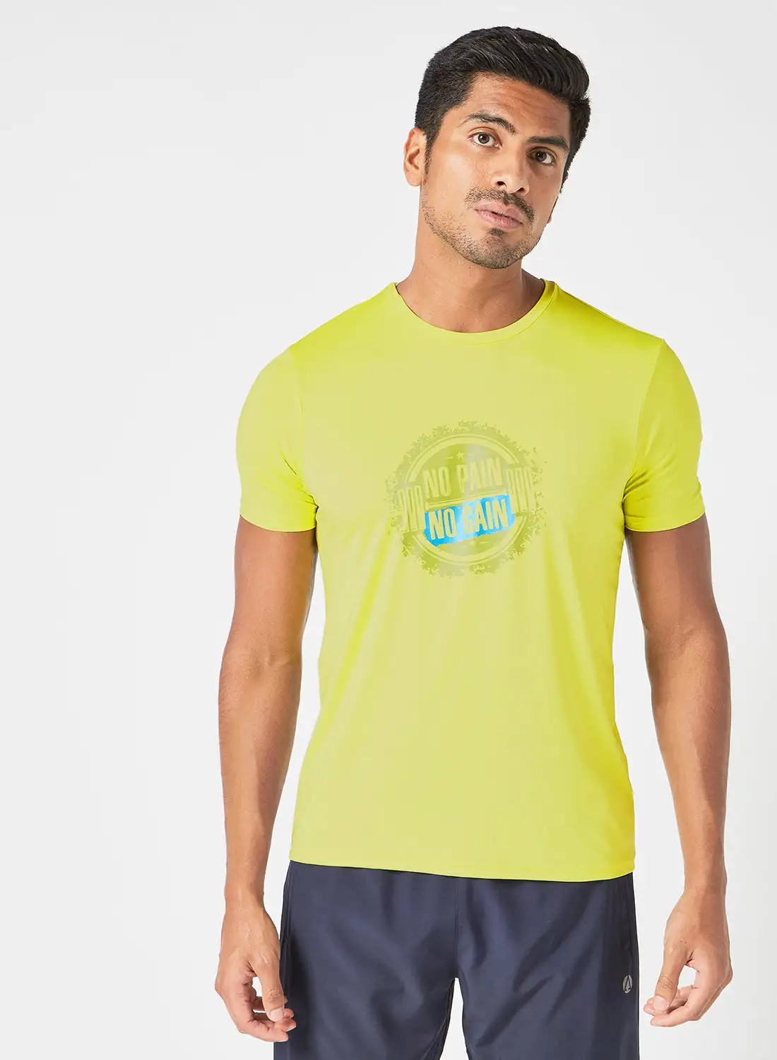 Athletiq Round Neck Active Graphic T-Shirt Lime