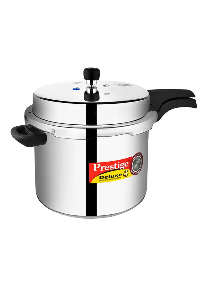 Prestige Aluminum Deluxe Plus Gas And Induction Compatible Pressure Cooker With Lid Silver 10Liters