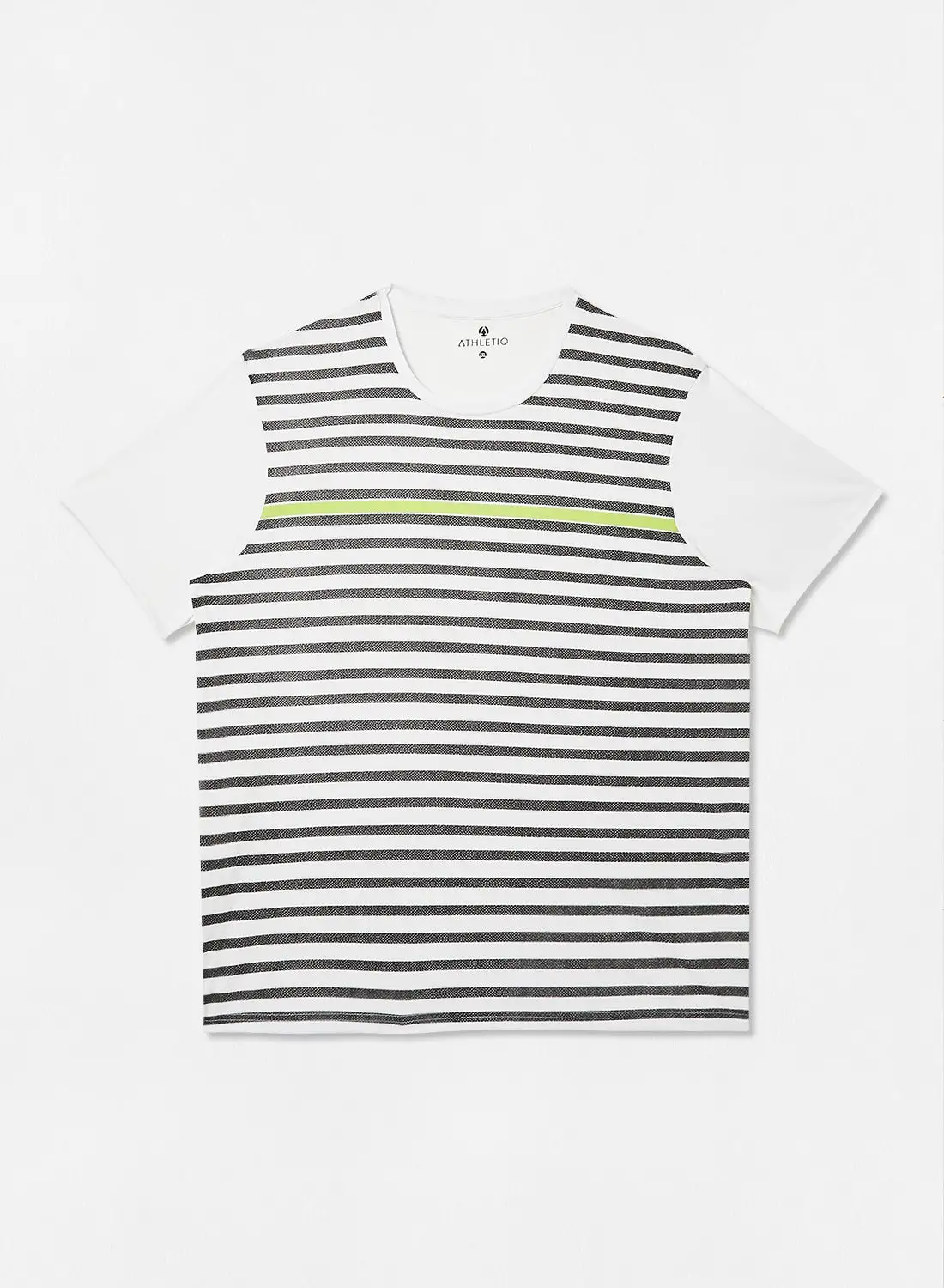 Athletiq Round Neck Stripes T-Shirt White