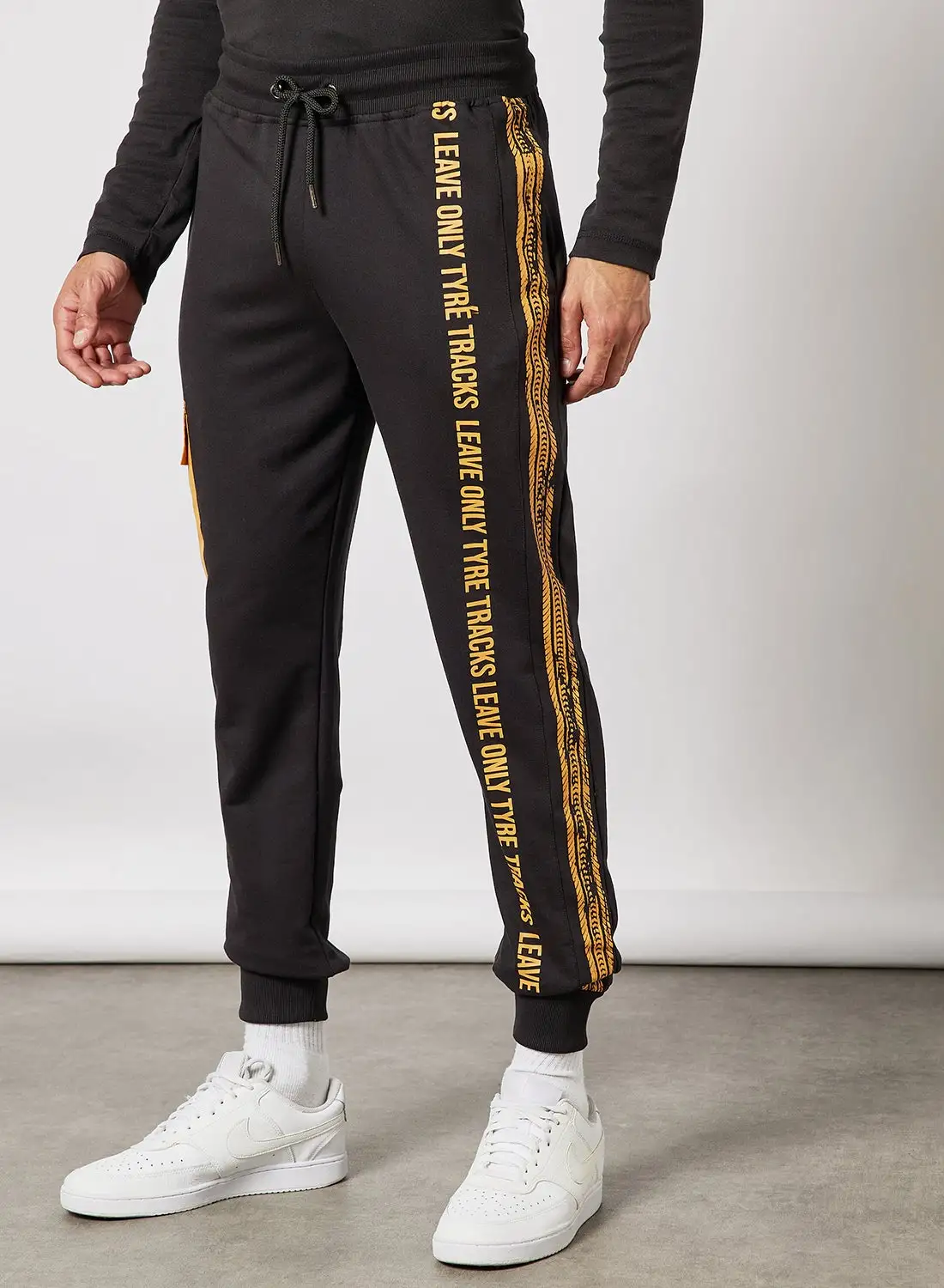 ABOF Regular Fit Joggers Black/Mustard