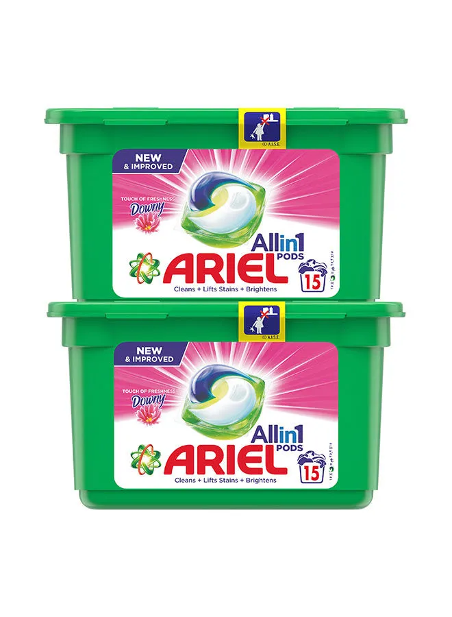 Ariel Automatic All In 1 Pods Laundry Detergent Touch Of Freshness Downy 15 Count Pack Of 2 378grams