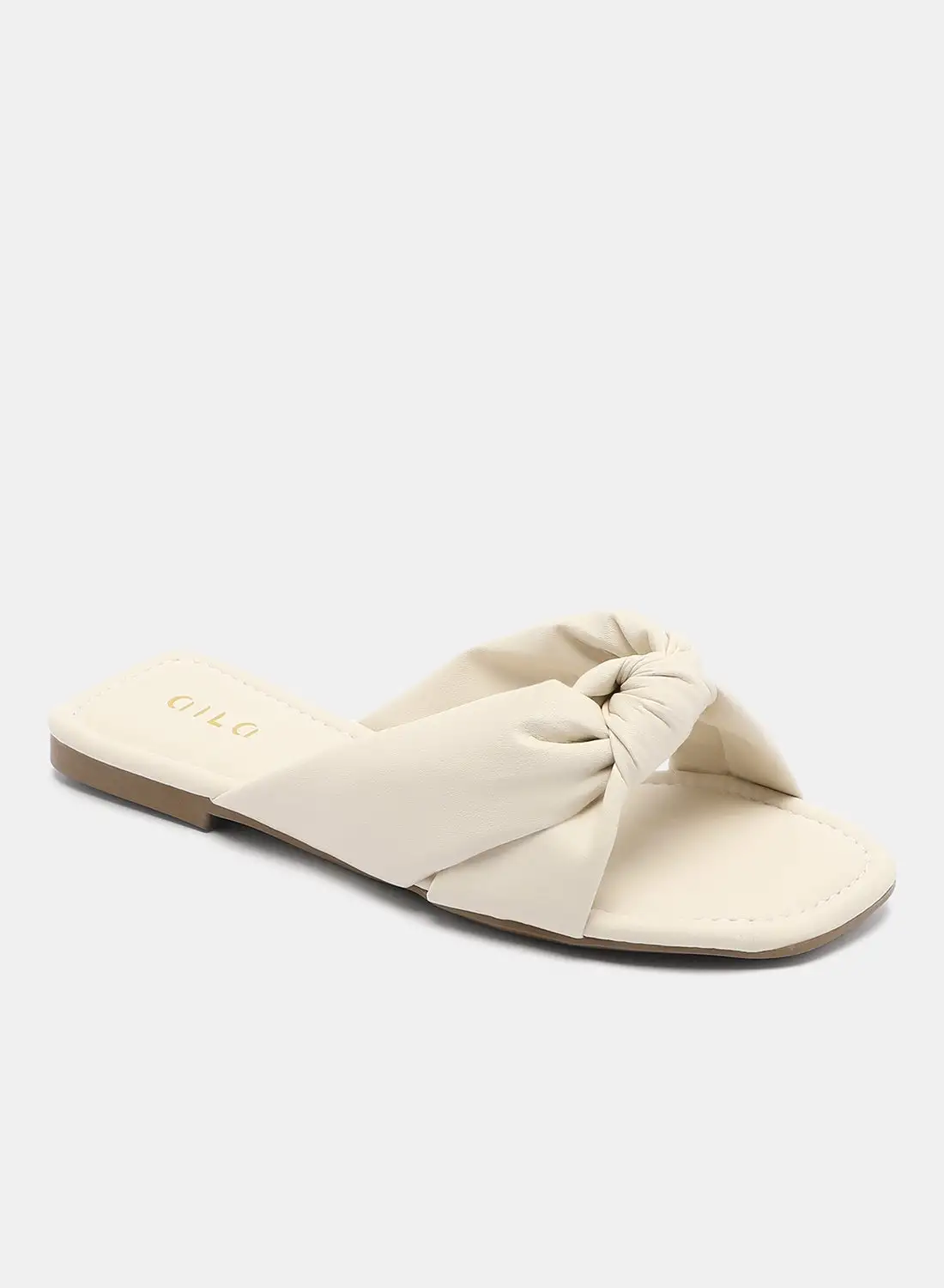 Aila Casual Plain Flat Sandals White