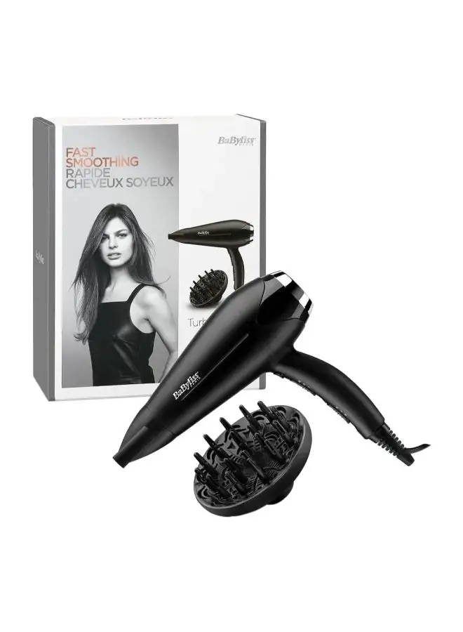 babyliss Hair Dryer Turbo Smooth 2200 | Powerful Dryer With Adjustable Speed Settings | Multiple Heat Settings For Customized Styling | Ionic Technology Reduces Frizz And Enhances Shine | D572DSDE Black