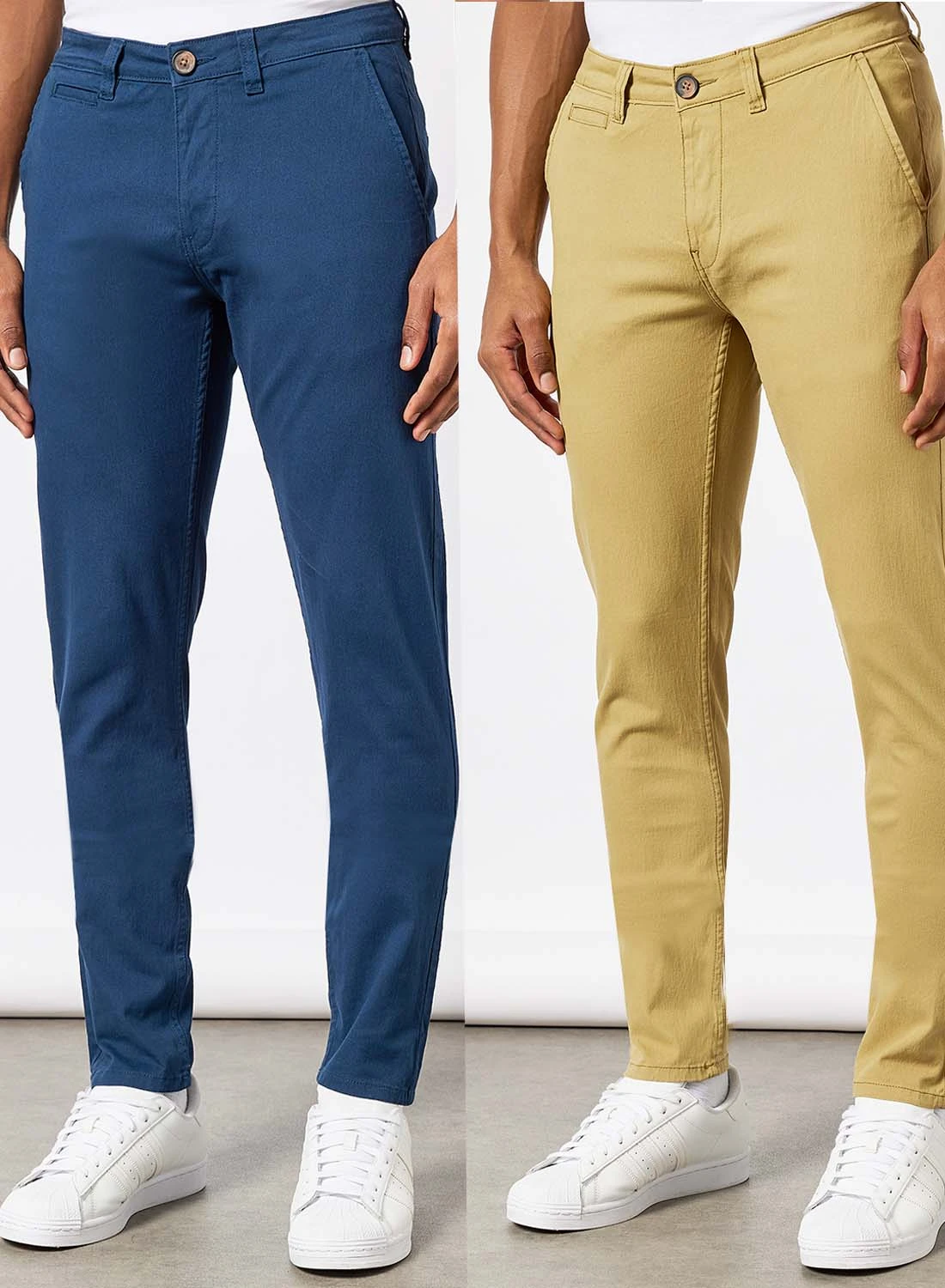 Noon East Solid Chinos Pack of 2 Navy/Khaki