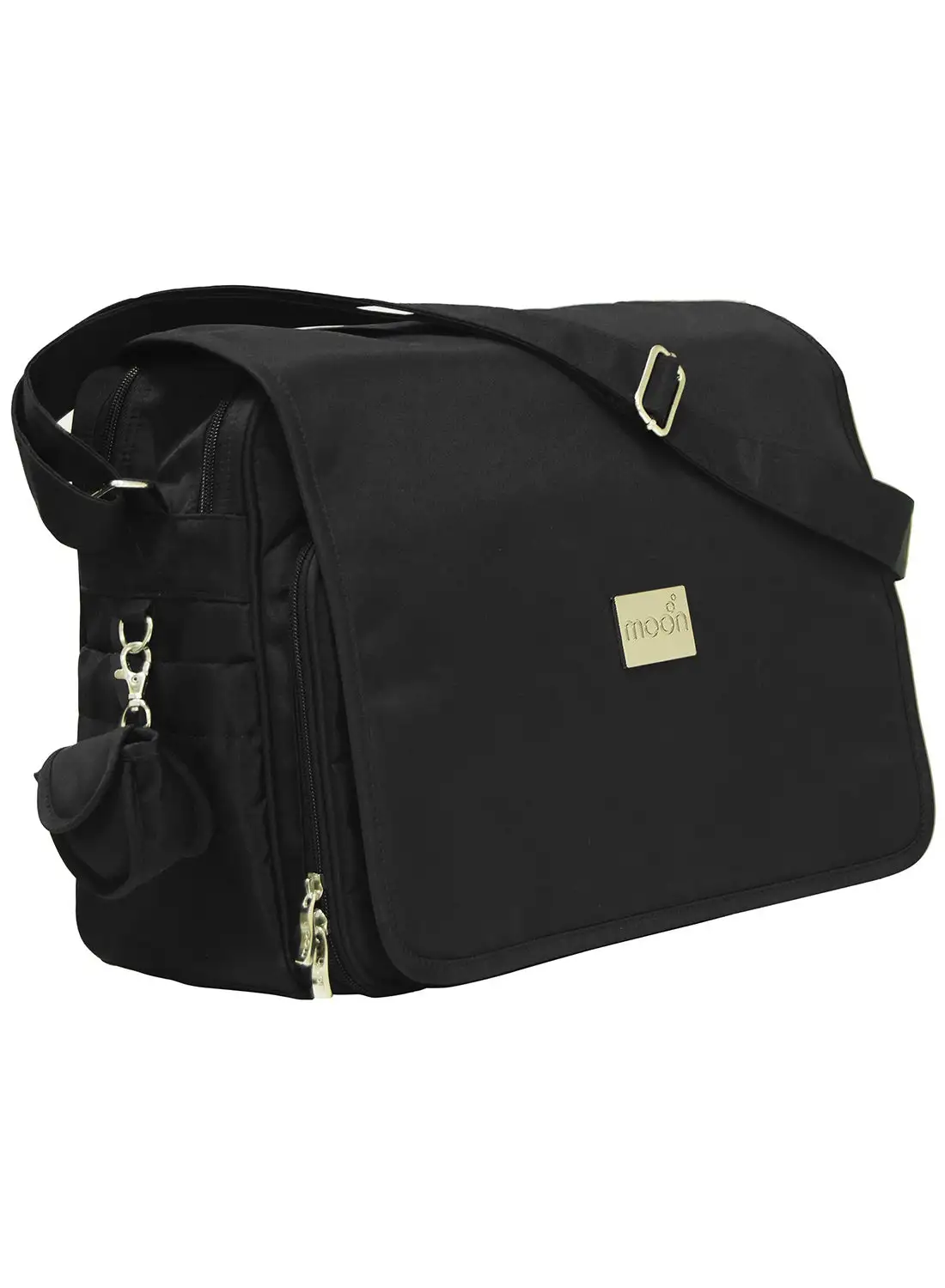 Moon Forever Multifunctional Diaper Messenger Bag, Large Capacity, Excellent Quality And Elegant Appearance - Black