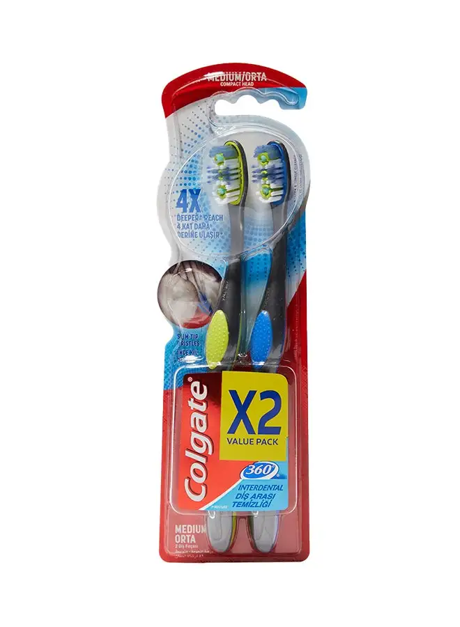 كولجيت 2-Piece Manual Toothbrush Multicolour Medium