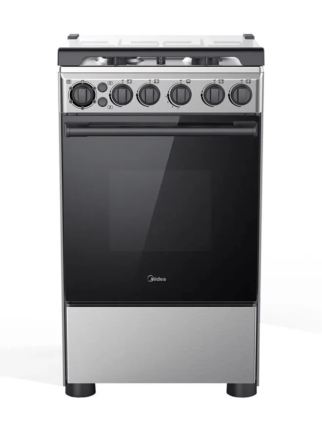 Midea 4 Burner Gas Cooker 50 X 55 cm, Full Safety, Cast Iron Pan support,1 year Warranty BME55007FFD Silver/Black