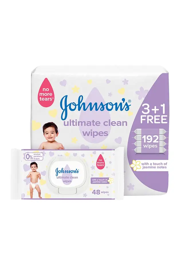 Johnson's Baby Wipes Ultimate Clean 3 +1,192 Total Count