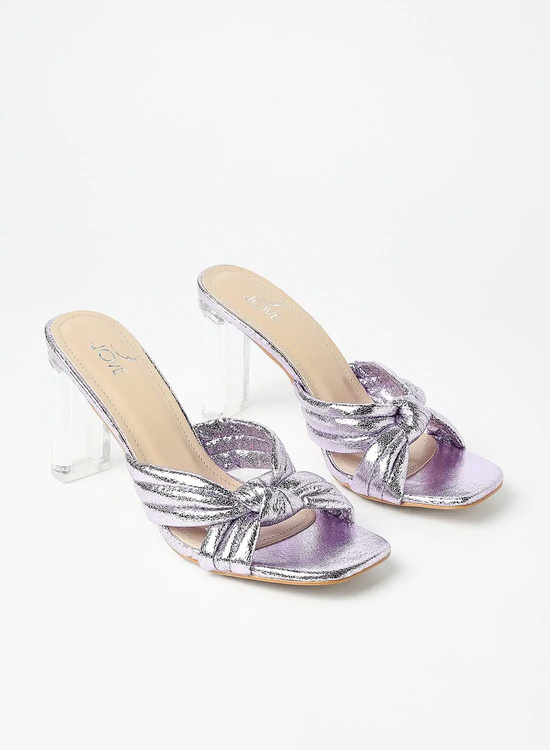 Jove Stylish Elegant Heeled Sandals Purple