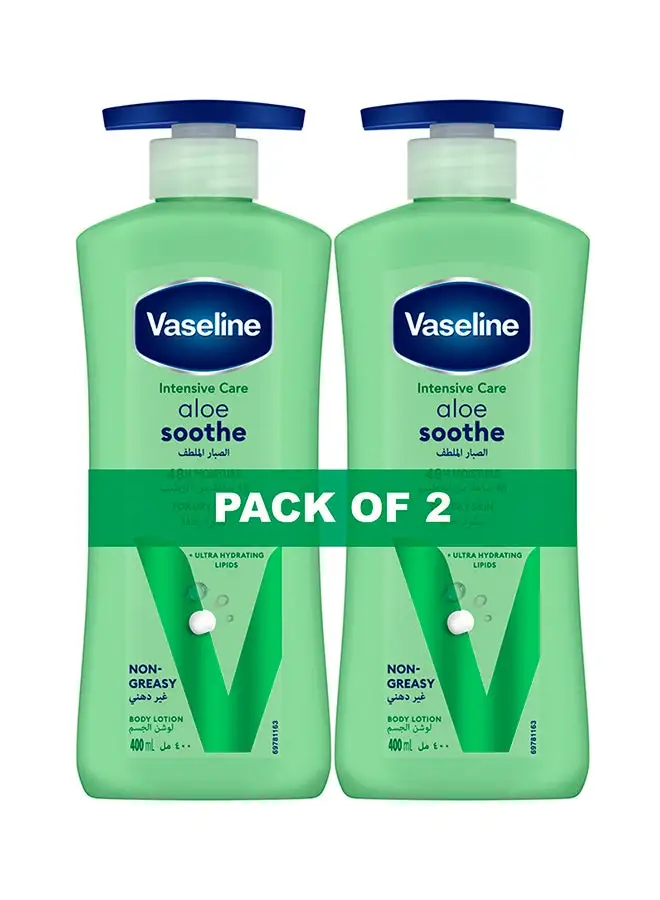 Vaseline Pack Of 2 Aloe Soothe Body Lotion Green 400ml