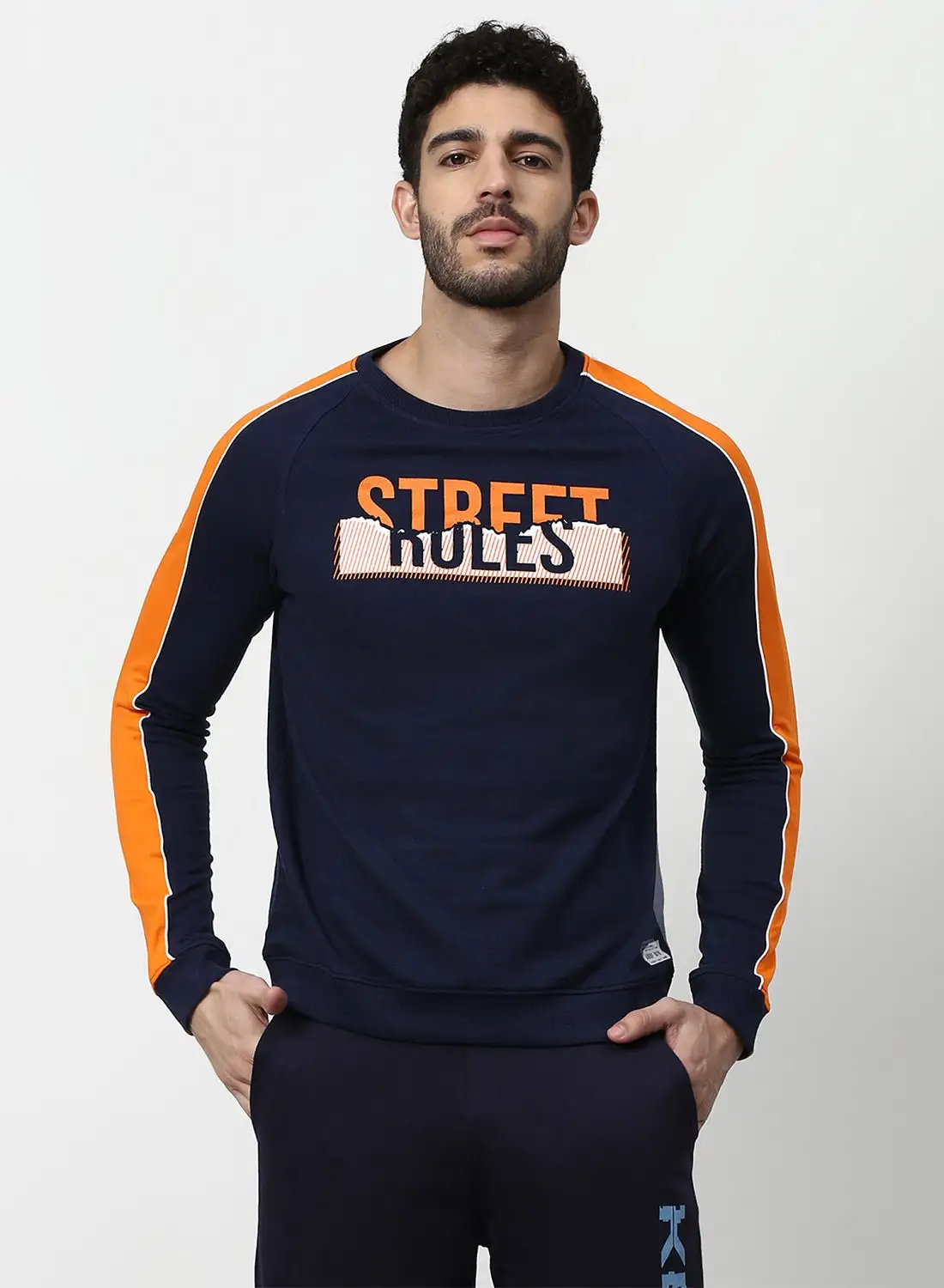 ABOF Regular Fit Sweatshirt Navy/Orange