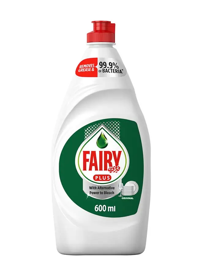 Fairy Plus Original Dishwashing Liquid Soap With Alternative Power To Bleach Green 600ml